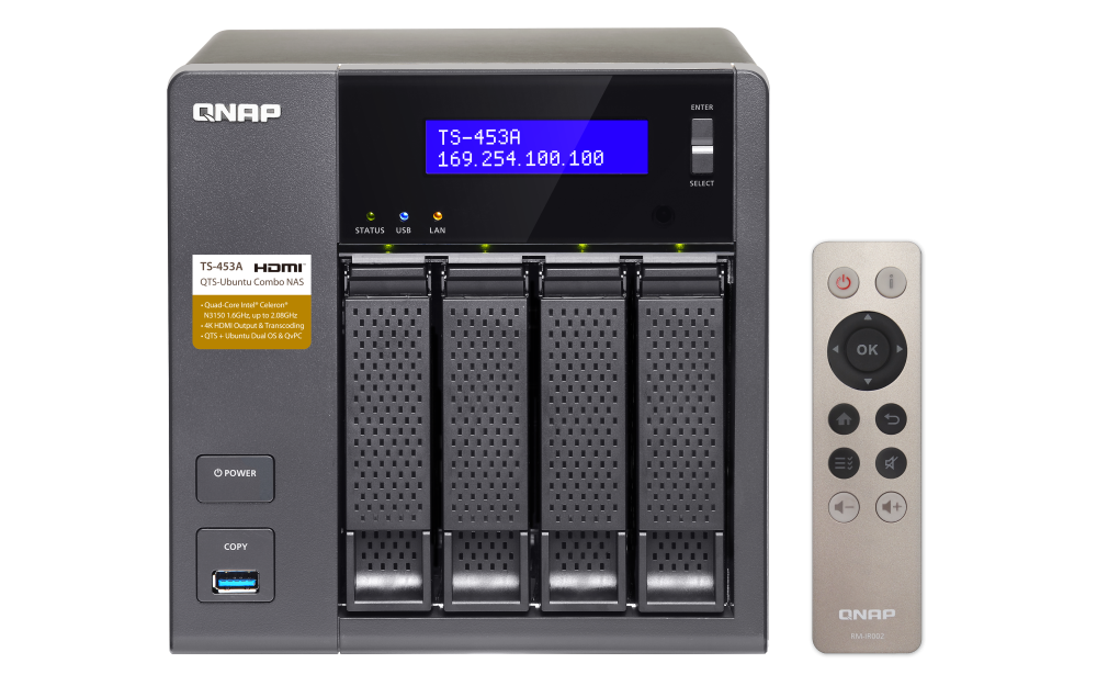 QNAP TS-453A-4G - 4-Slot-NAS-Server - 4GB RAM + 2x 1TB Festplatten